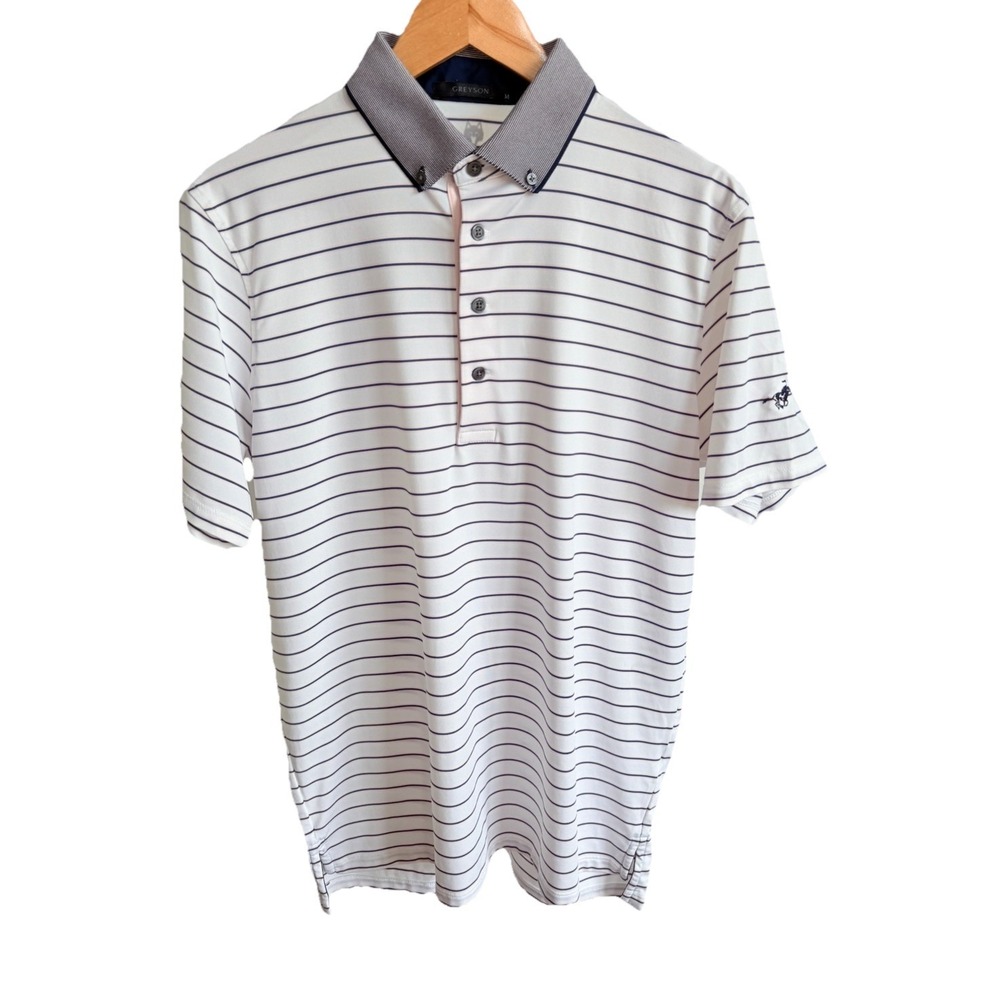 Greyson Golf Polo Shirt Size Medium Short Sleeve Striped Performance Top